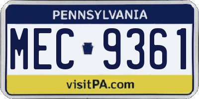 PA license plate MEC9361