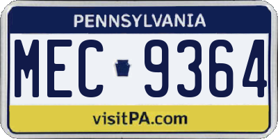 PA license plate MEC9364