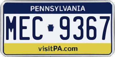 PA license plate MEC9367