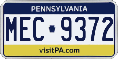 PA license plate MEC9372