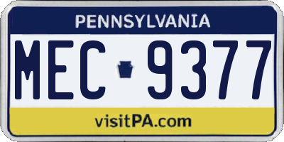 PA license plate MEC9377