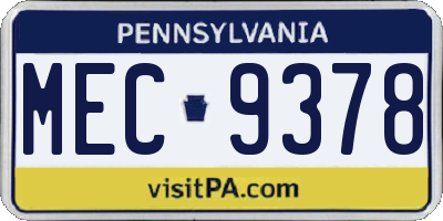 PA license plate MEC9378