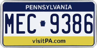 PA license plate MEC9386