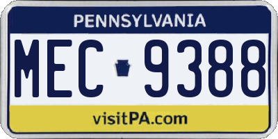 PA license plate MEC9388