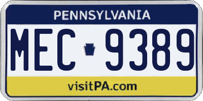 PA license plate MEC9389