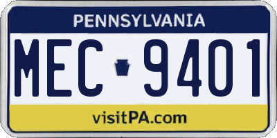 PA license plate MEC9401