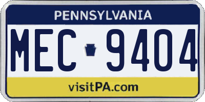 PA license plate MEC9404