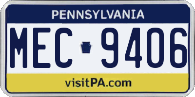 PA license plate MEC9406