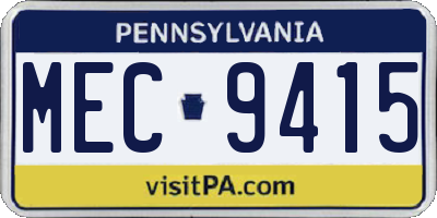 PA license plate MEC9415