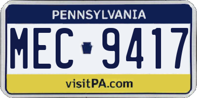 PA license plate MEC9417