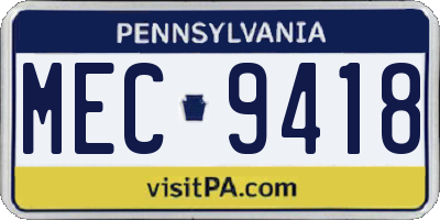 PA license plate MEC9418
