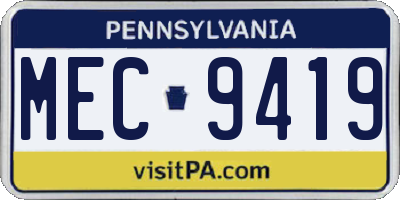 PA license plate MEC9419
