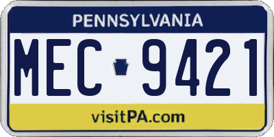 PA license plate MEC9421