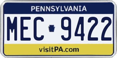 PA license plate MEC9422