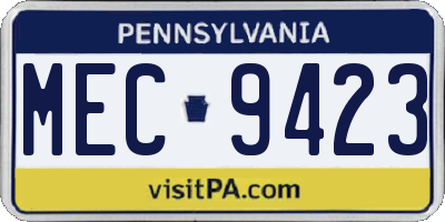 PA license plate MEC9423
