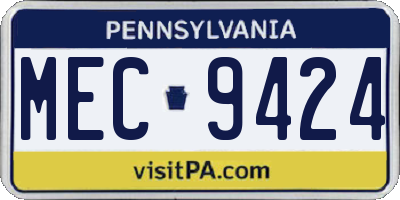 PA license plate MEC9424