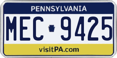 PA license plate MEC9425