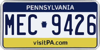 PA license plate MEC9426