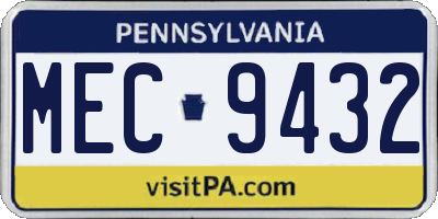 PA license plate MEC9432