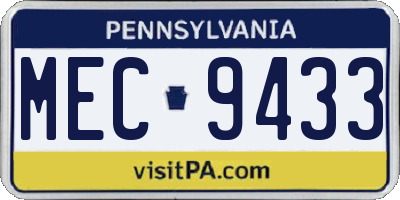 PA license plate MEC9433