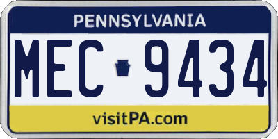 PA license plate MEC9434
