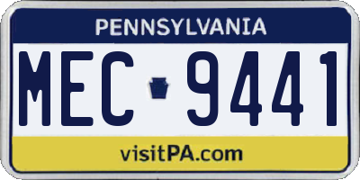 PA license plate MEC9441