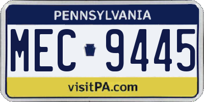 PA license plate MEC9445