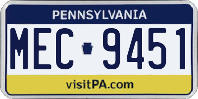 PA license plate MEC9451
