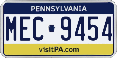 PA license plate MEC9454