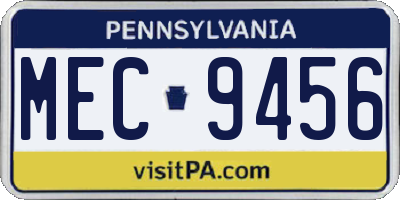 PA license plate MEC9456