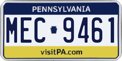 PA license plate MEC9461