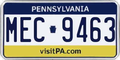 PA license plate MEC9463