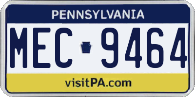 PA license plate MEC9464