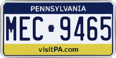 PA license plate MEC9465
