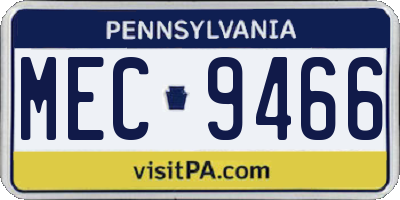 PA license plate MEC9466