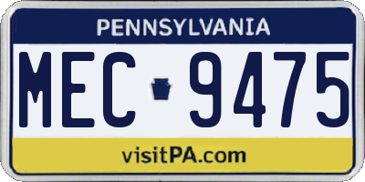 PA license plate MEC9475