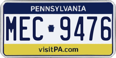 PA license plate MEC9476