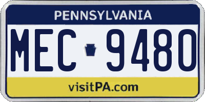 PA license plate MEC9480
