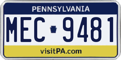 PA license plate MEC9481