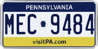 PA license plate MEC9484