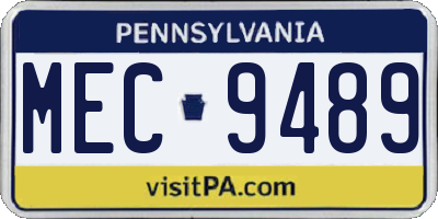 PA license plate MEC9489