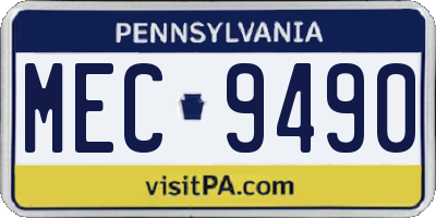 PA license plate MEC9490