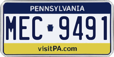 PA license plate MEC9491