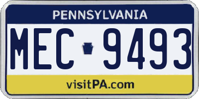 PA license plate MEC9493