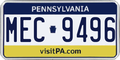 PA license plate MEC9496
