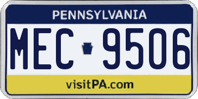 PA license plate MEC9506