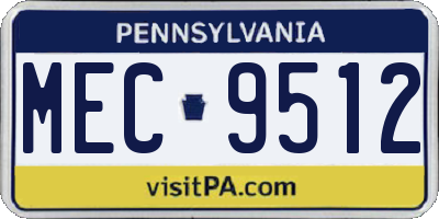 PA license plate MEC9512