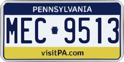 PA license plate MEC9513
