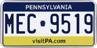 PA license plate MEC9519