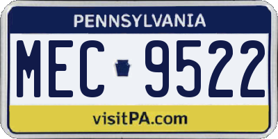 PA license plate MEC9522